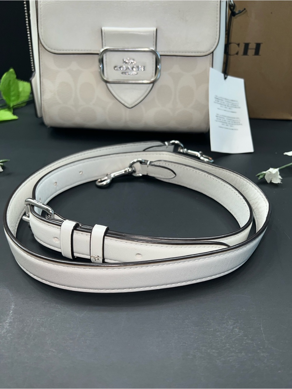 NWT Coach Small Morgan Satchel Top Handle Crossbody
Signature White Silver - Picture 12 of 12